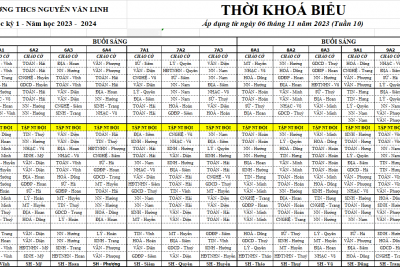 Thời khoá biểu từ tuần 6, năm học 2023 – 2024